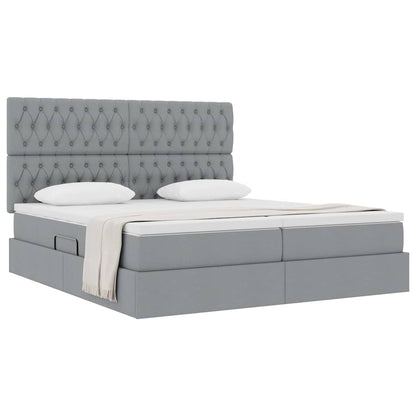 Letto con Contenitore con materasso Grigio chiaro 200 x 200 cm