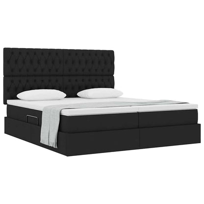 Letto con Contenitore Nero 200 x 200 cm Pelle Sintetica