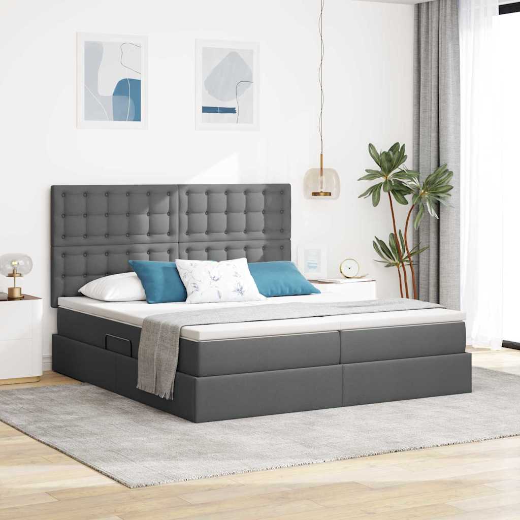 Letto con Contenitore Grigio scuro 180 x 200 cm Pelle Sintetica