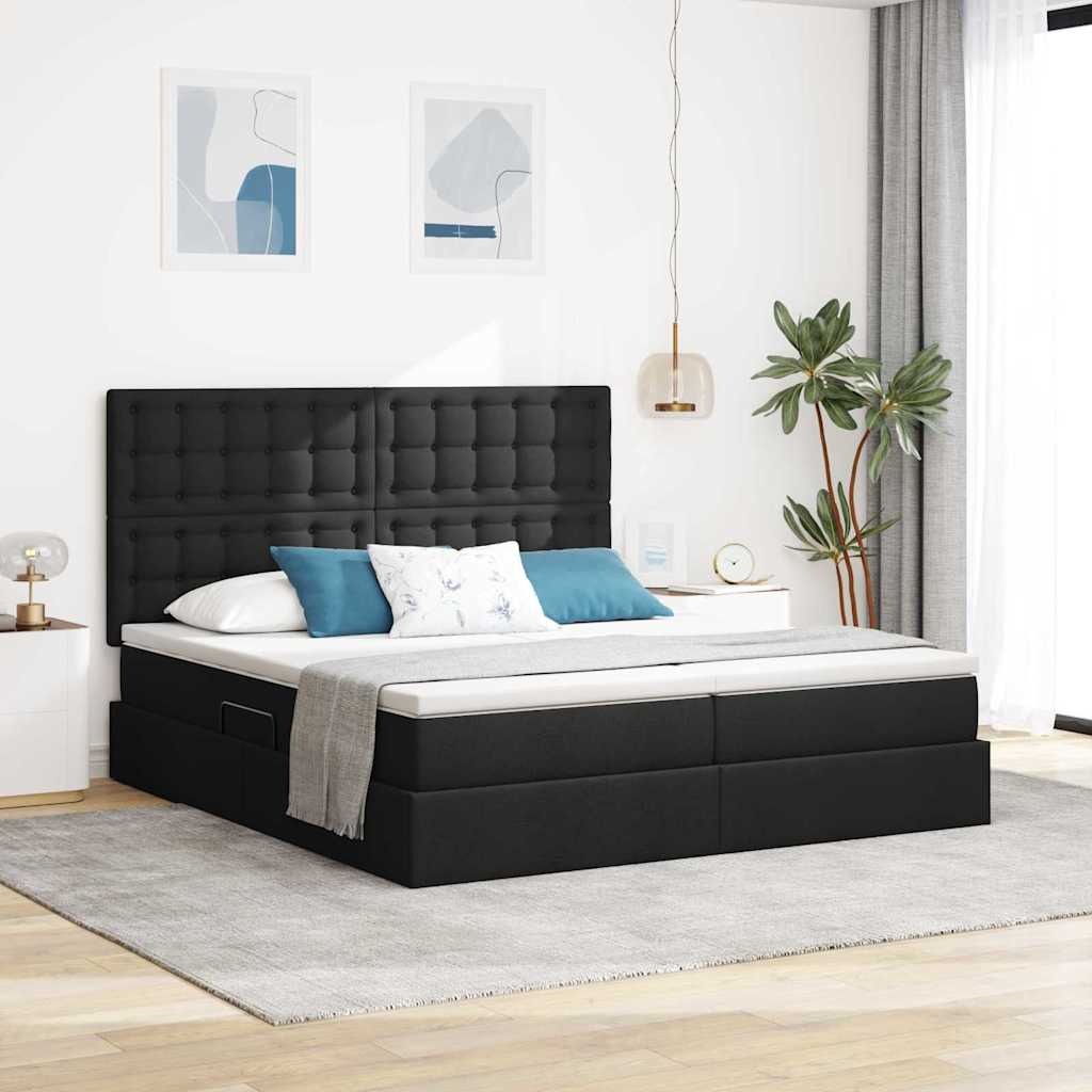 Letto con Contenitore Nero 180 x 200 cm Pelle sintetica