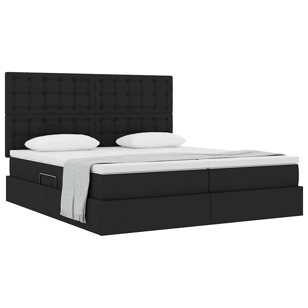 Letto con Contenitore Nero 180 x 200 cm Pelle sintetica