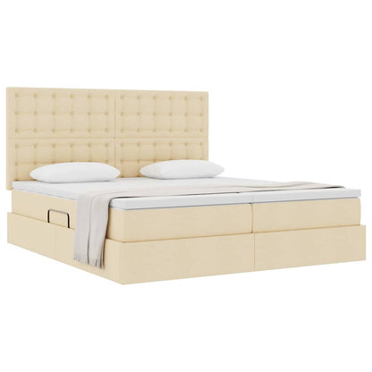 Letto con Contenitore Crema 180 x 200 cm Pelle Sintetica