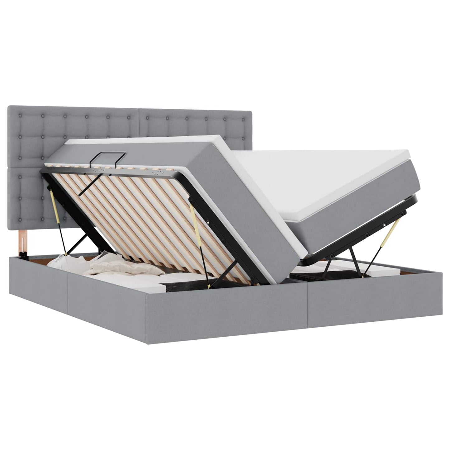 Letto con Contenitore con materasso Grigio chiaro 200 x 200 cm