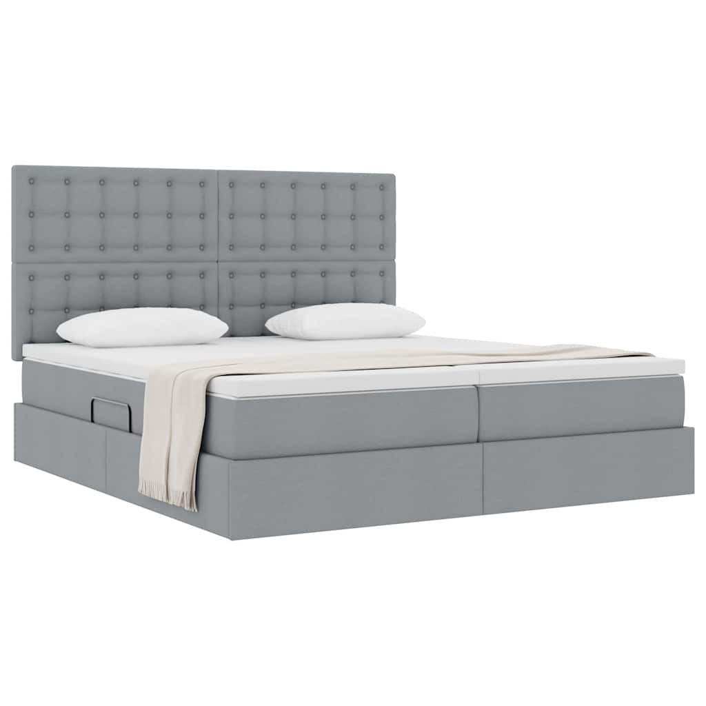 Letto con Contenitore con materasso Grigio chiaro 200 x 200 cm