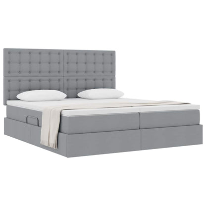 Letto con Contenitore con materasso Grigio chiaro 200 x 200 cm