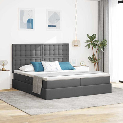 Letto con Contenitore Grigio scuro 200 x 200 cm Pelle Sintetica