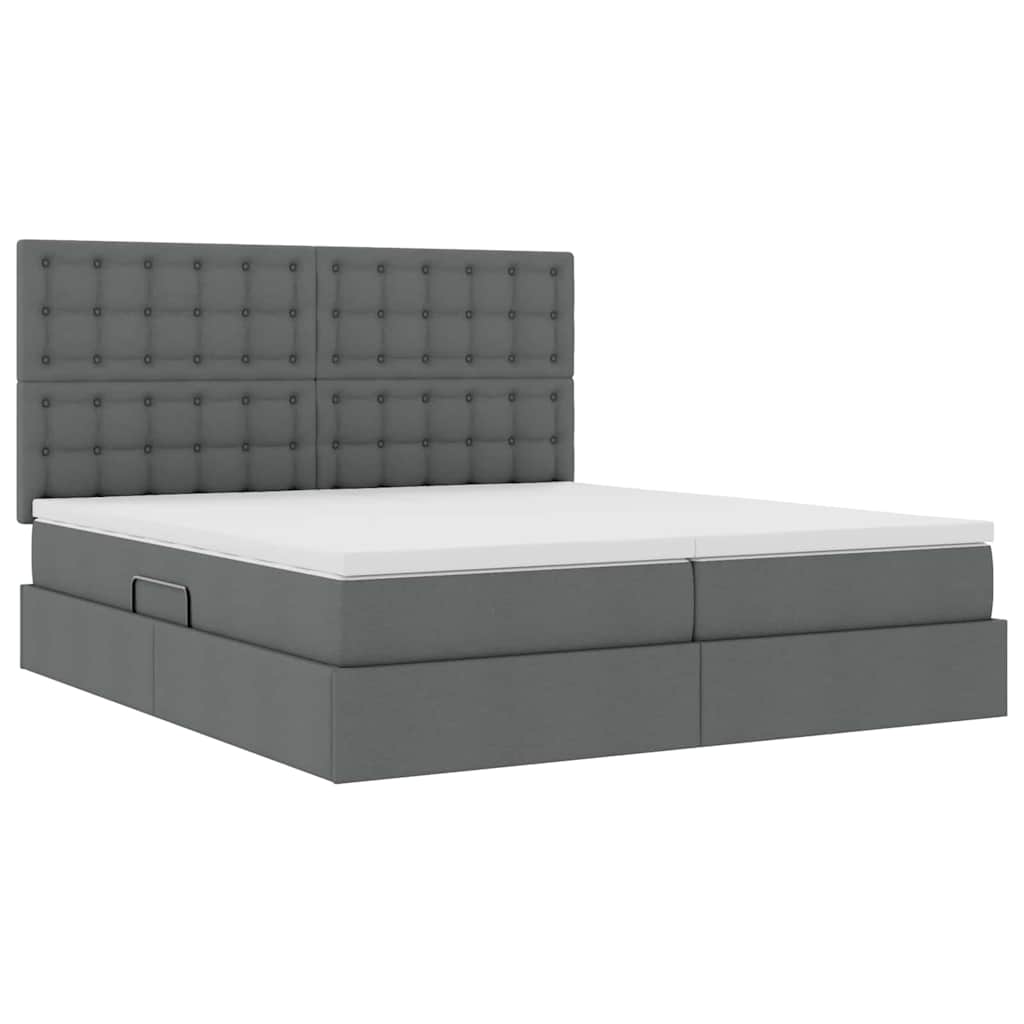 Letto con Contenitore Grigio scuro 200 x 200 cm Pelle Sintetica