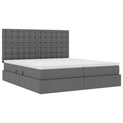 Letto con Contenitore Grigio scuro 200 x 200 cm Pelle Sintetica