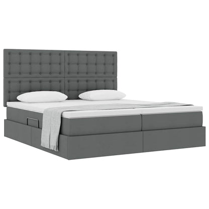 Letto con Contenitore Grigio scuro 200 x 200 cm Pelle Sintetica