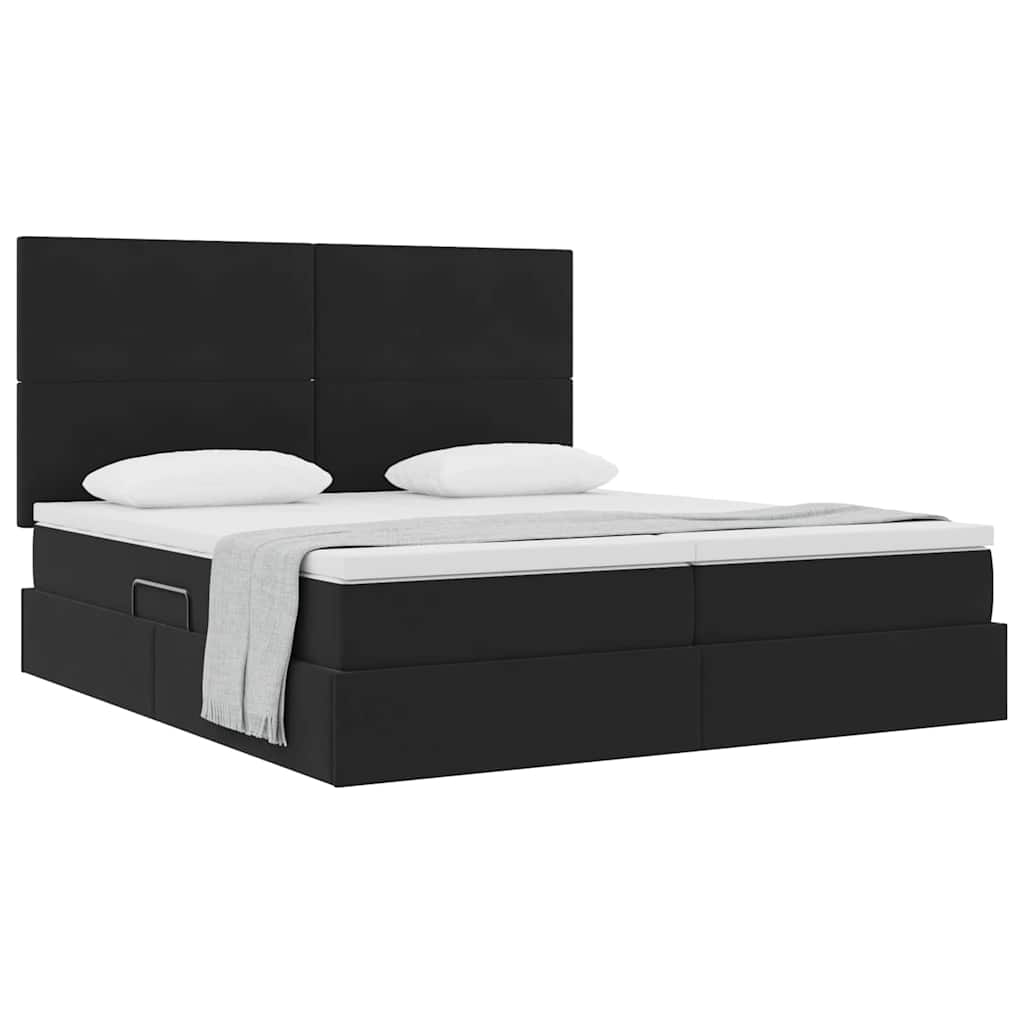 Letto con Contenitore con materasso Nero 180 x 200 cm Velluto