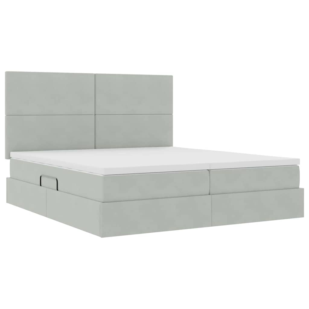 Letto con Contenitore Grigio chiaro 200 x 200 cm Velluto