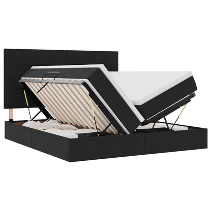 Letto con Contenitore con materasso Nero 200 x 200 cm Velluto