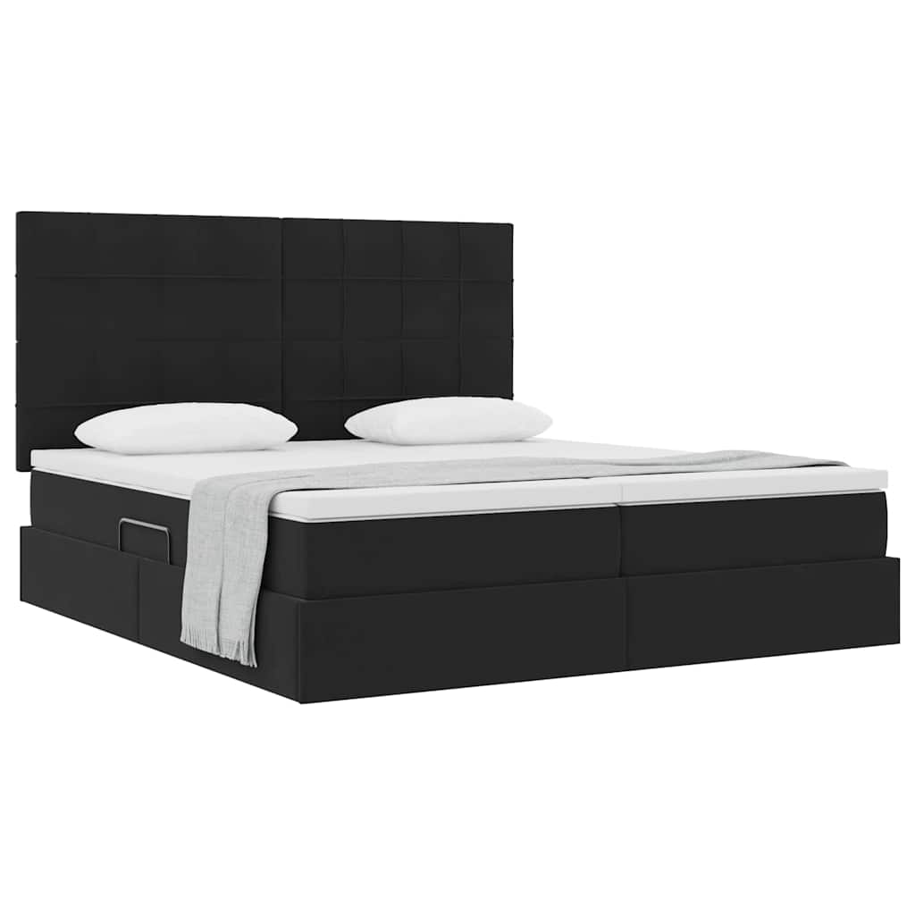 Letto con Contenitore con materasso Nero 200 x 200 cm Velluto