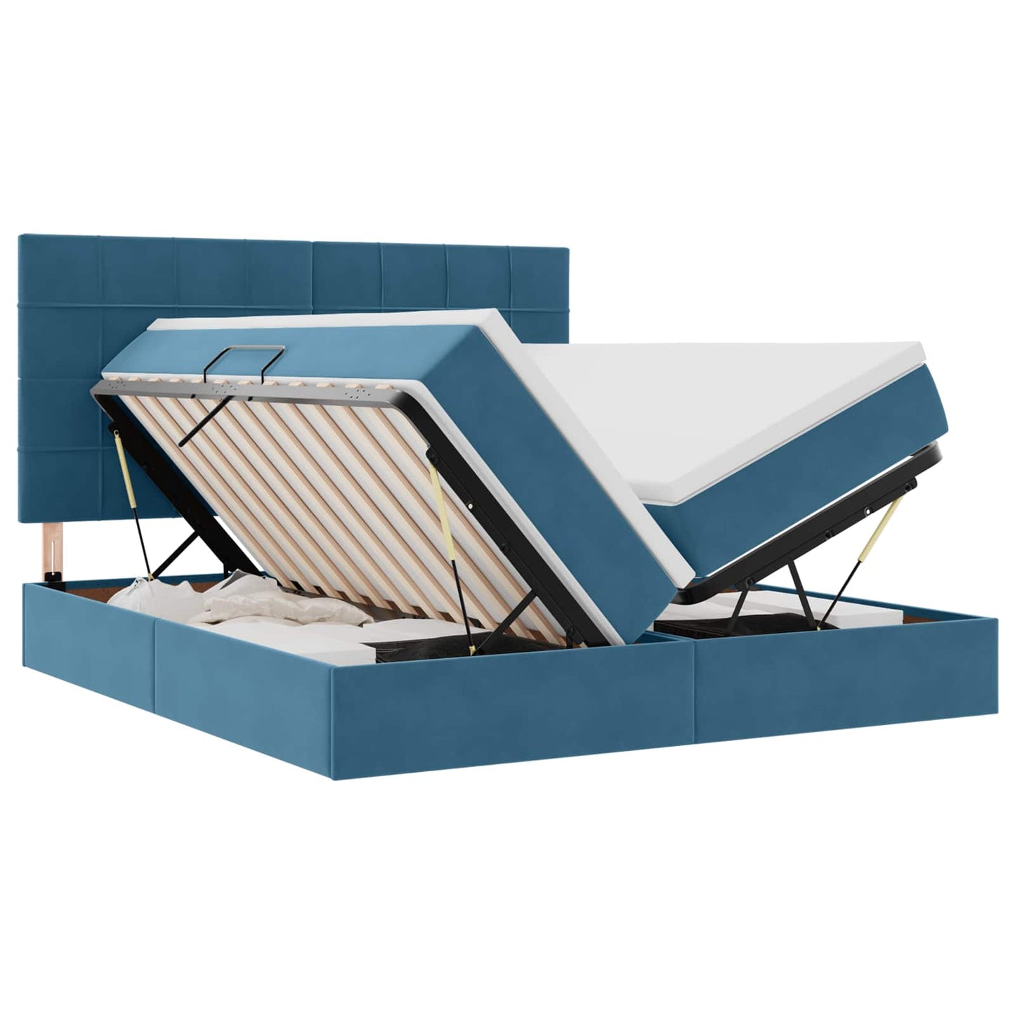 Letto con Contenitore Blu Scuro 200 x 200 cm Velluto