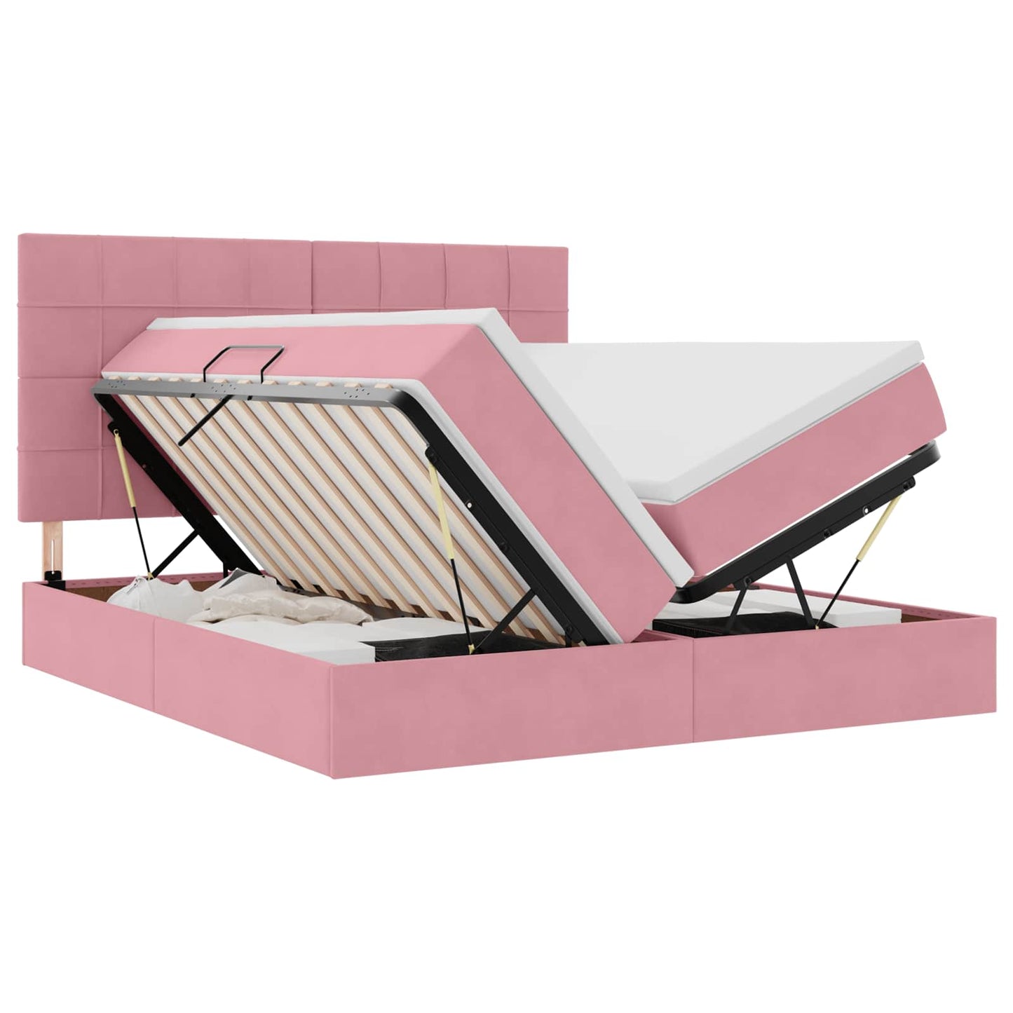 Letto con Contenitore con materasso Rosa 200 x 200 cm Velluto