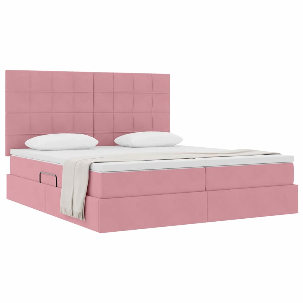 Letto con Contenitore con materasso Rosa 200 x 200 cm Velluto