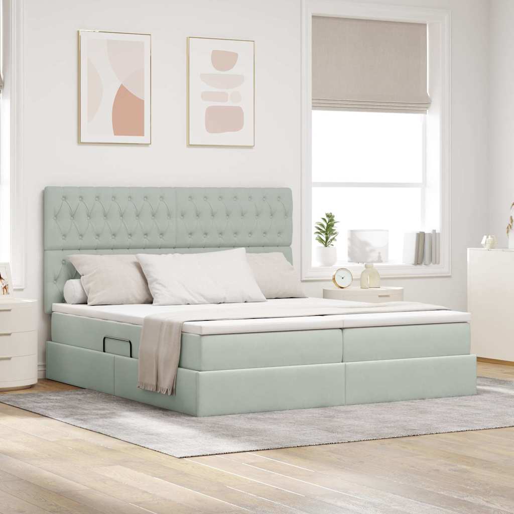 Letto con Contenitore Grigio chiaro 180 x 200 cm Velluto