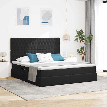 Letto con Contenitore con materasso Nero 180 x 200 cm Velluto