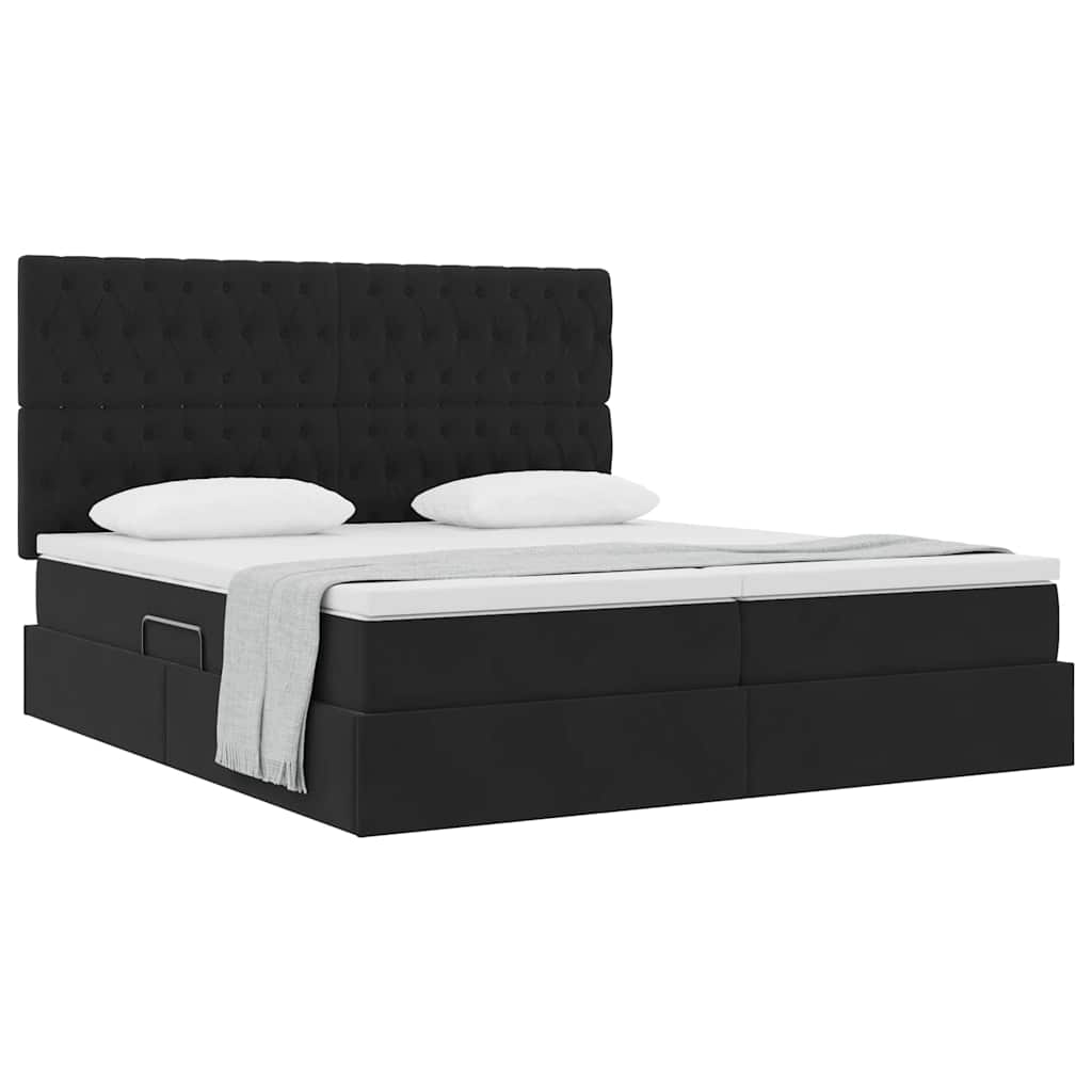 Letto con Contenitore con materasso Nero 180 x 200 cm Velluto