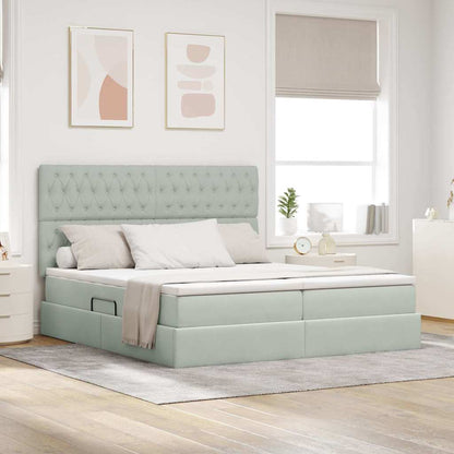 Letto con Contenitore Grigio chiaro 200 x 200 cm Velluto