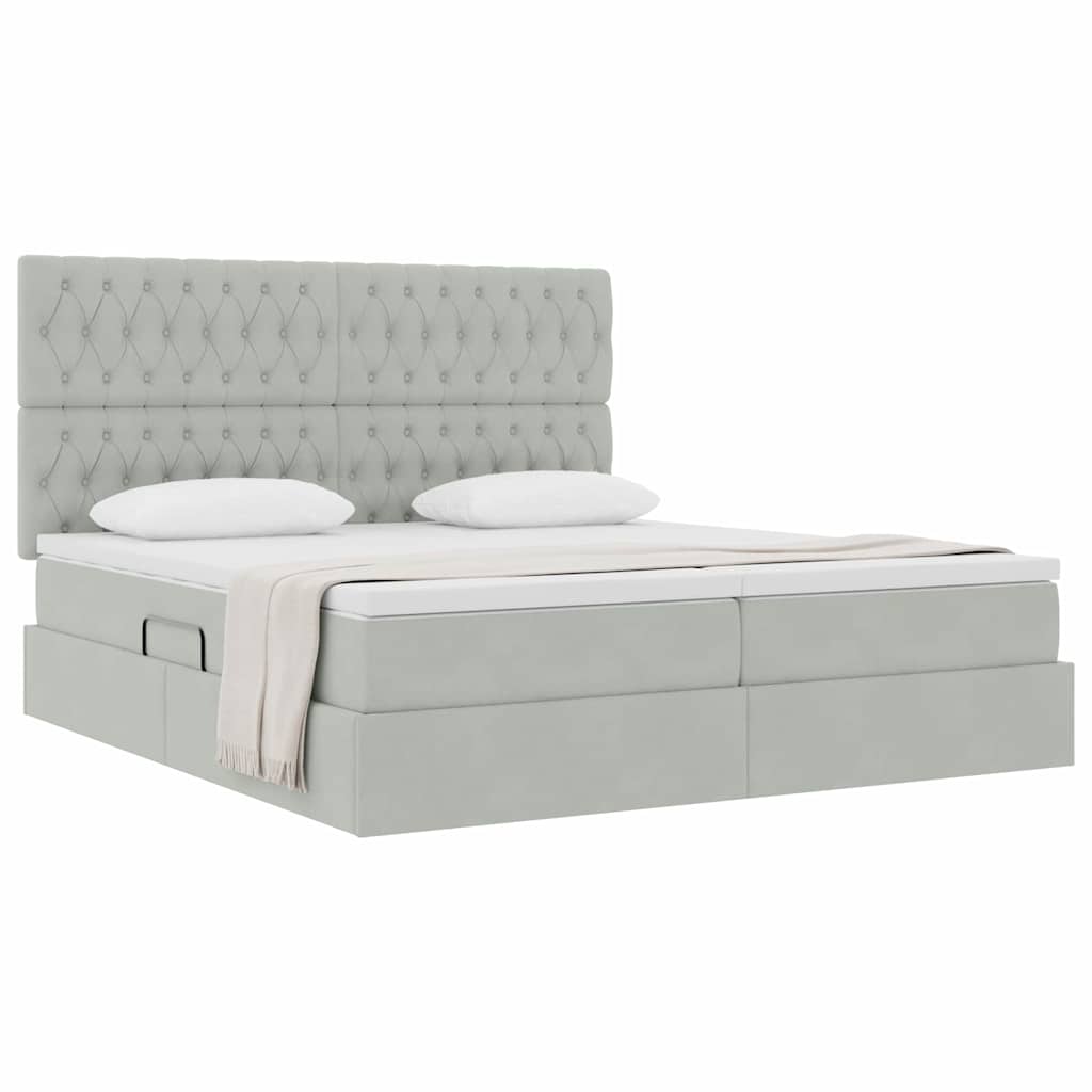 Letto con Contenitore Grigio chiaro 200 x 200 cm Velluto