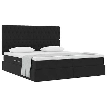 Letto con Contenitore con materasso Nero 200 x 200 cm Velluto