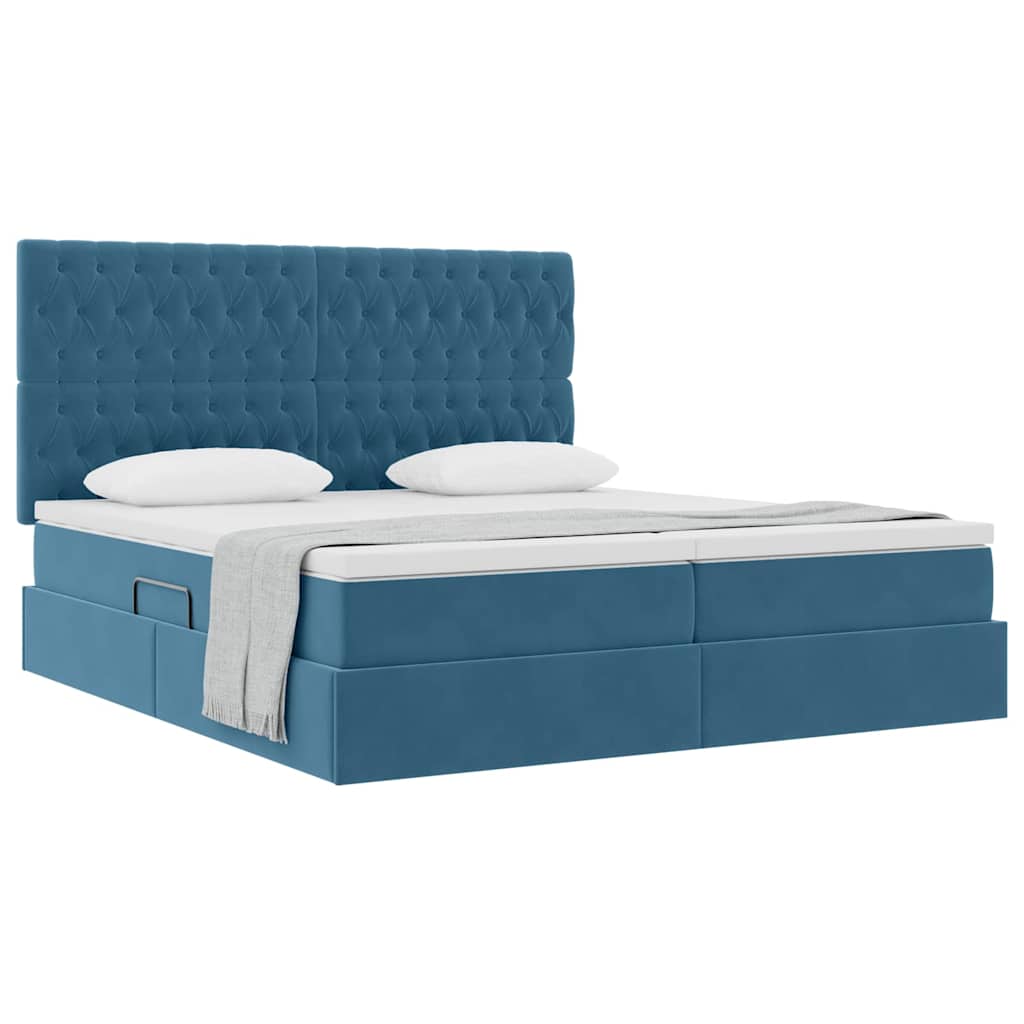 Letto con Contenitore Blu Scuro 200 x 200 cm Velluto
