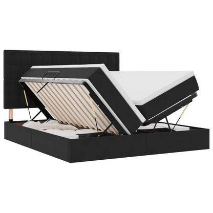 Letto con Contenitore con materasso Nero 180 x 200 cm Velluto