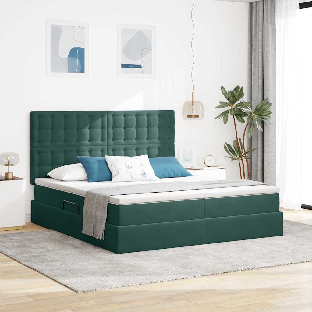 Letto con Contenitore Verde Scuro 180 x 200 cm Velluto