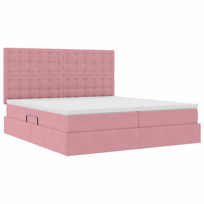 Letto con Contenitore con materasso Rosa 180 x 200 cm Velluto