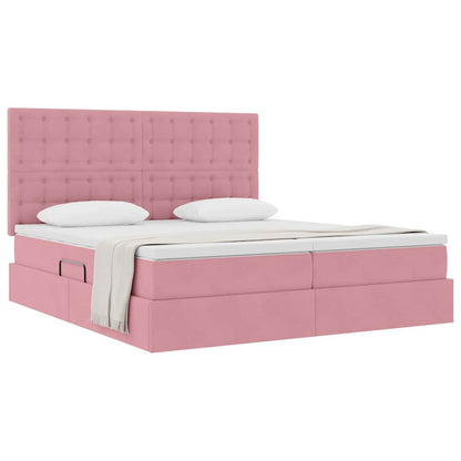 Letto con Contenitore con materasso Rosa 180 x 200 cm Velluto