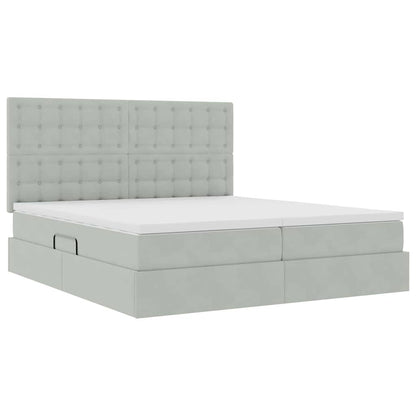 Letto con Contenitore Grigio chiaro 200 x 200 cm Velluto