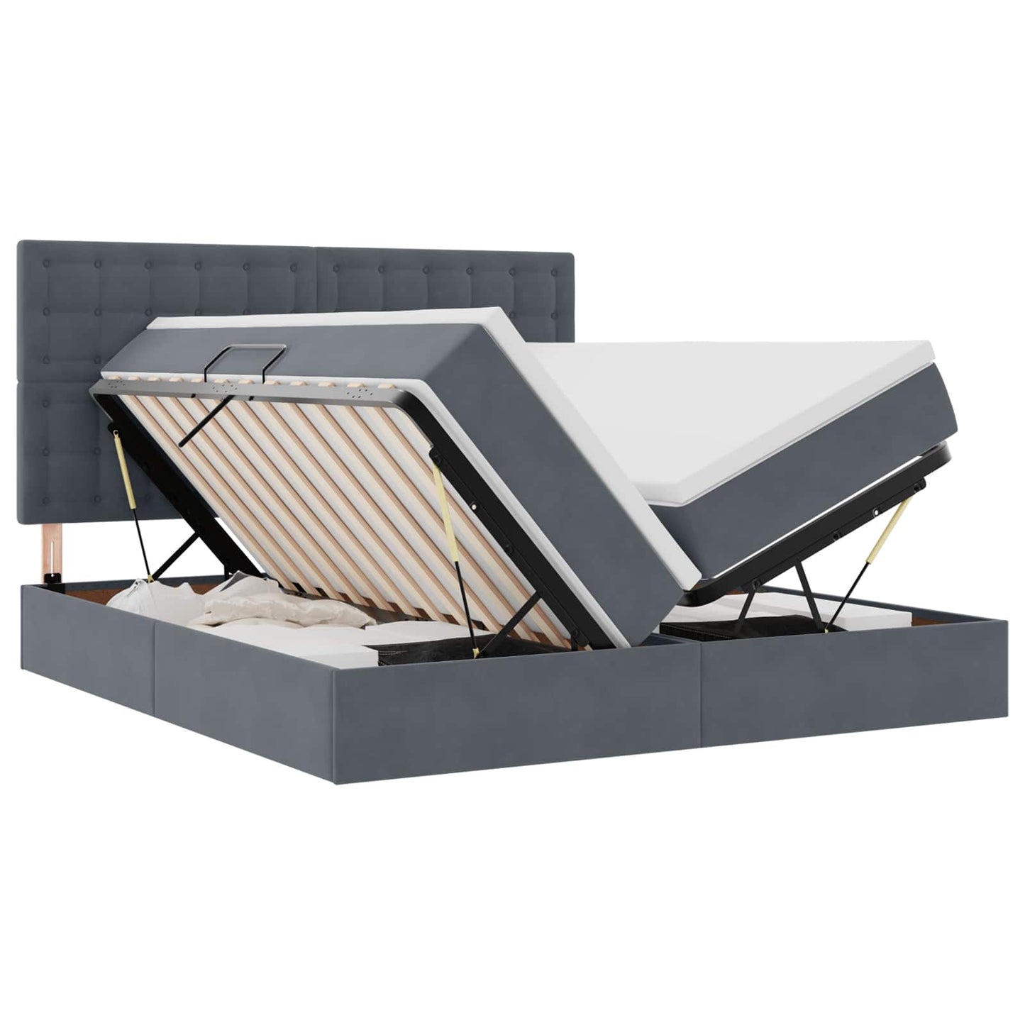 Letto con Contenitore Grigio scuro 200 x 200 cm Velluto