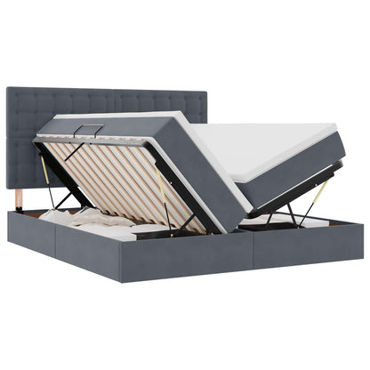Letto con Contenitore Grigio scuro 200 x 200 cm Velluto