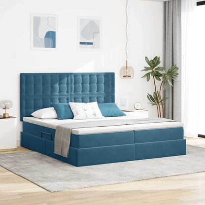 Letto con Contenitore Blu Scuro 200 x 200 cm Velluto