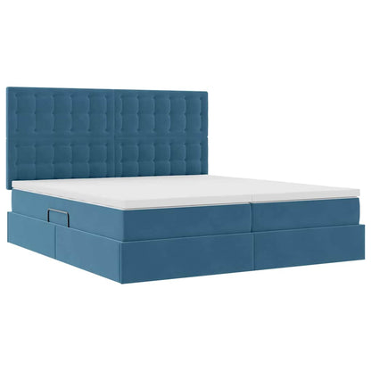 Letto con Contenitore Blu Scuro 200 x 200 cm Velluto