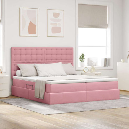 Letto con Contenitore con materasso Rosa 200 x 200 cm Velluto