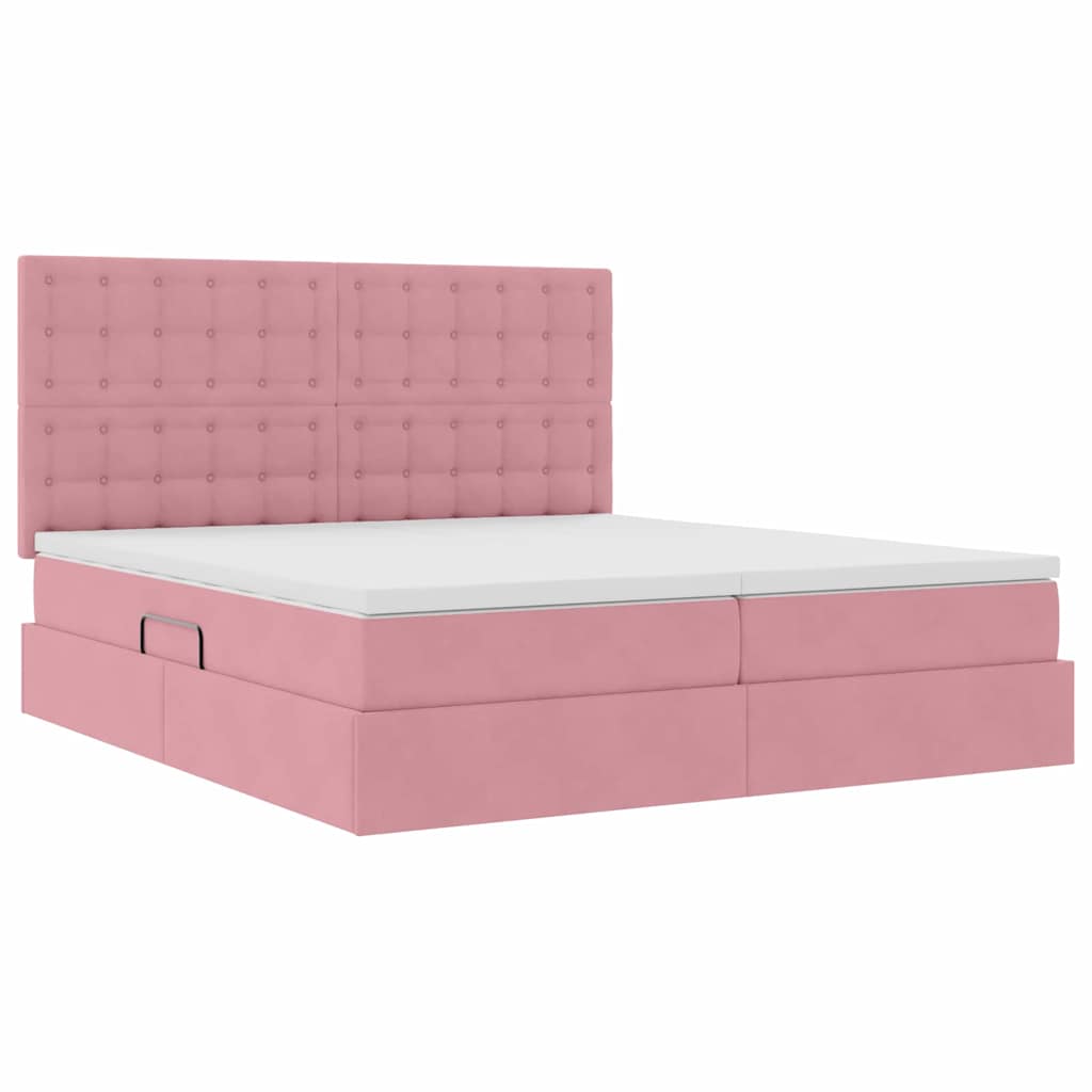 Letto con Contenitore con materasso Rosa 200 x 200 cm Velluto