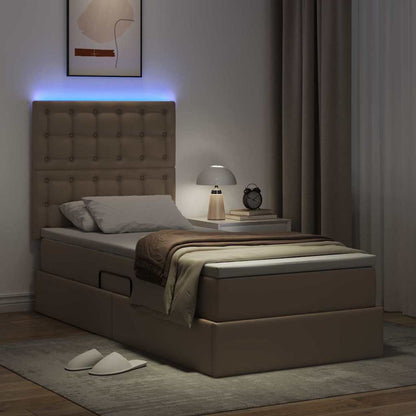 Letto con contenitore e LED con led Cappuccino 100 x 200 cm