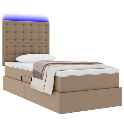 Letto con contenitore e LED con led Cappuccino 100 x 200 cm