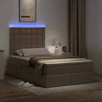 Letto con contenitore e LED con led Cappuccino 120 x 190 cm