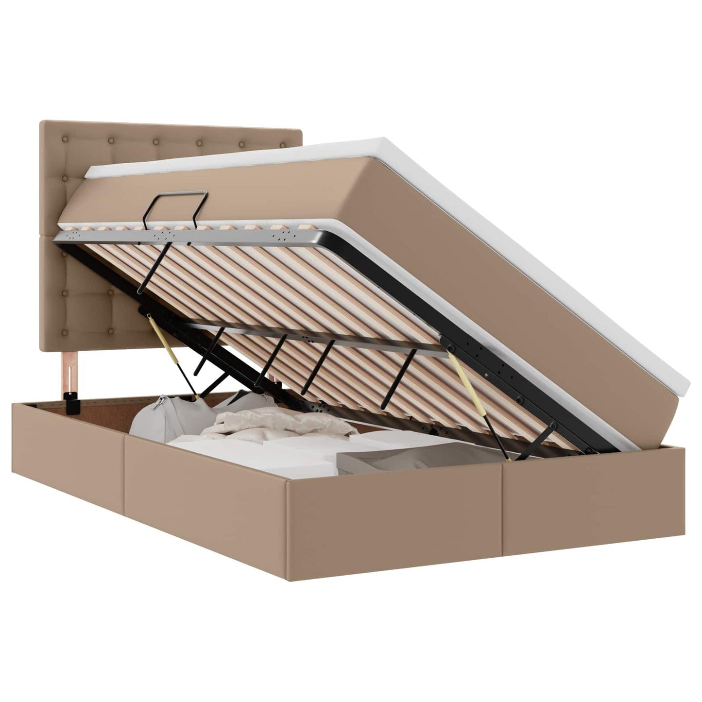 Letto con contenitore e LED con led Cappuccino 120 x 190 cm