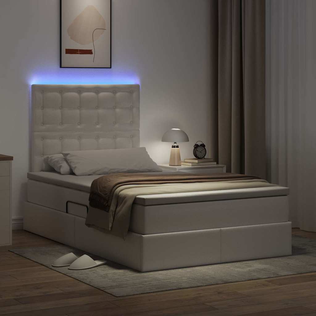 Letto con contenitore e LED con led Bianco Puro 120 x 200 cm