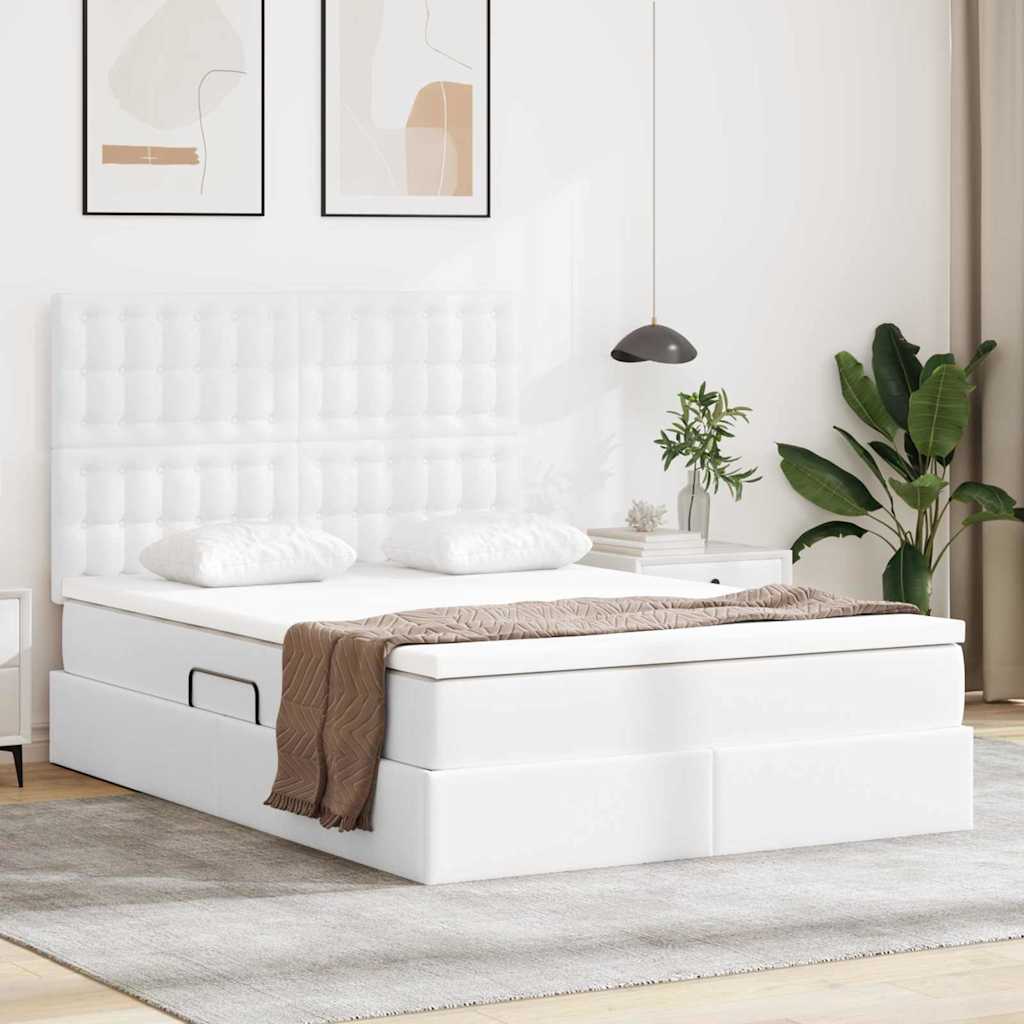 Letto con contenitore e LED con led Bianco Puro 140 x 190 cm