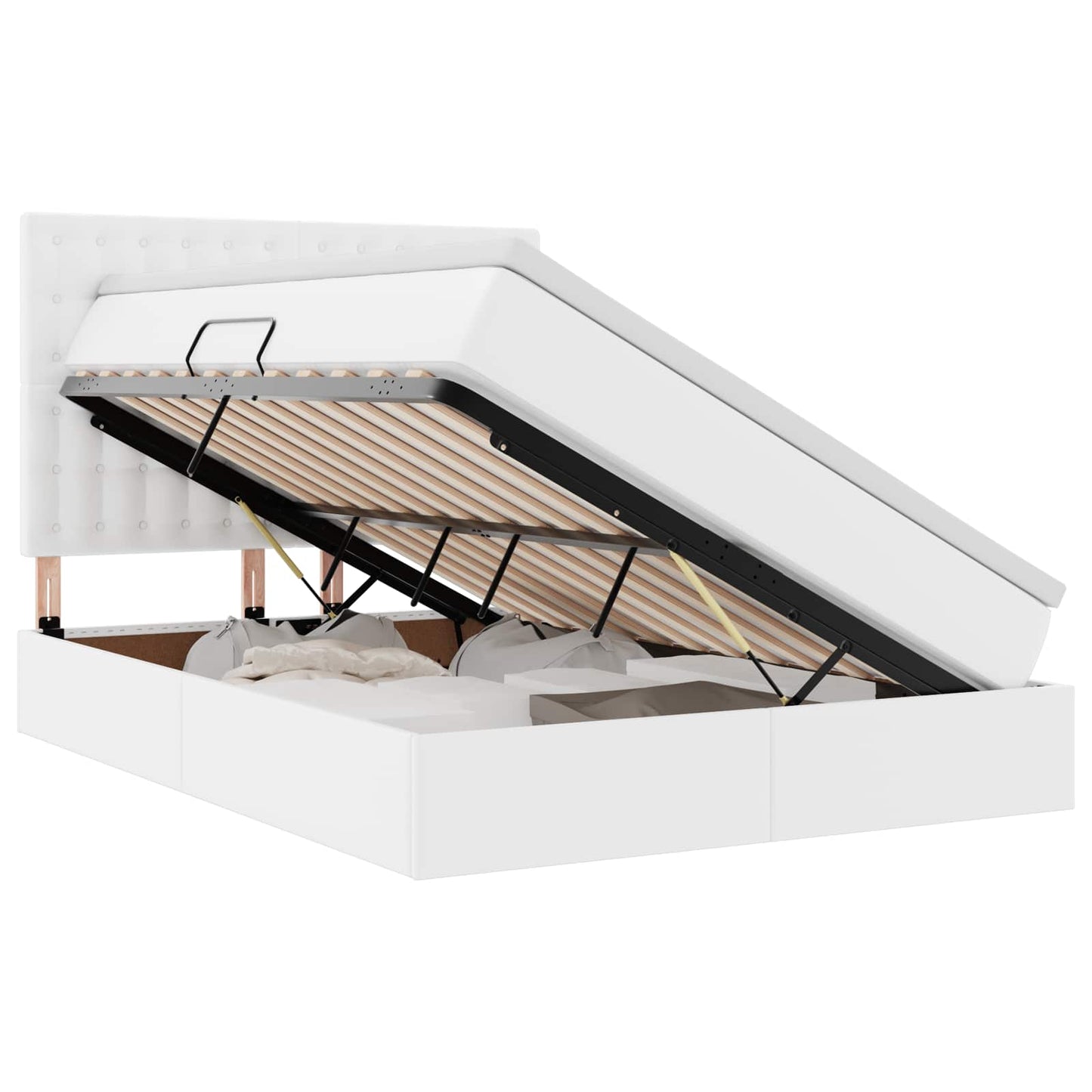 Letto con contenitore e LED con led Bianco Puro 140 x 190 cm