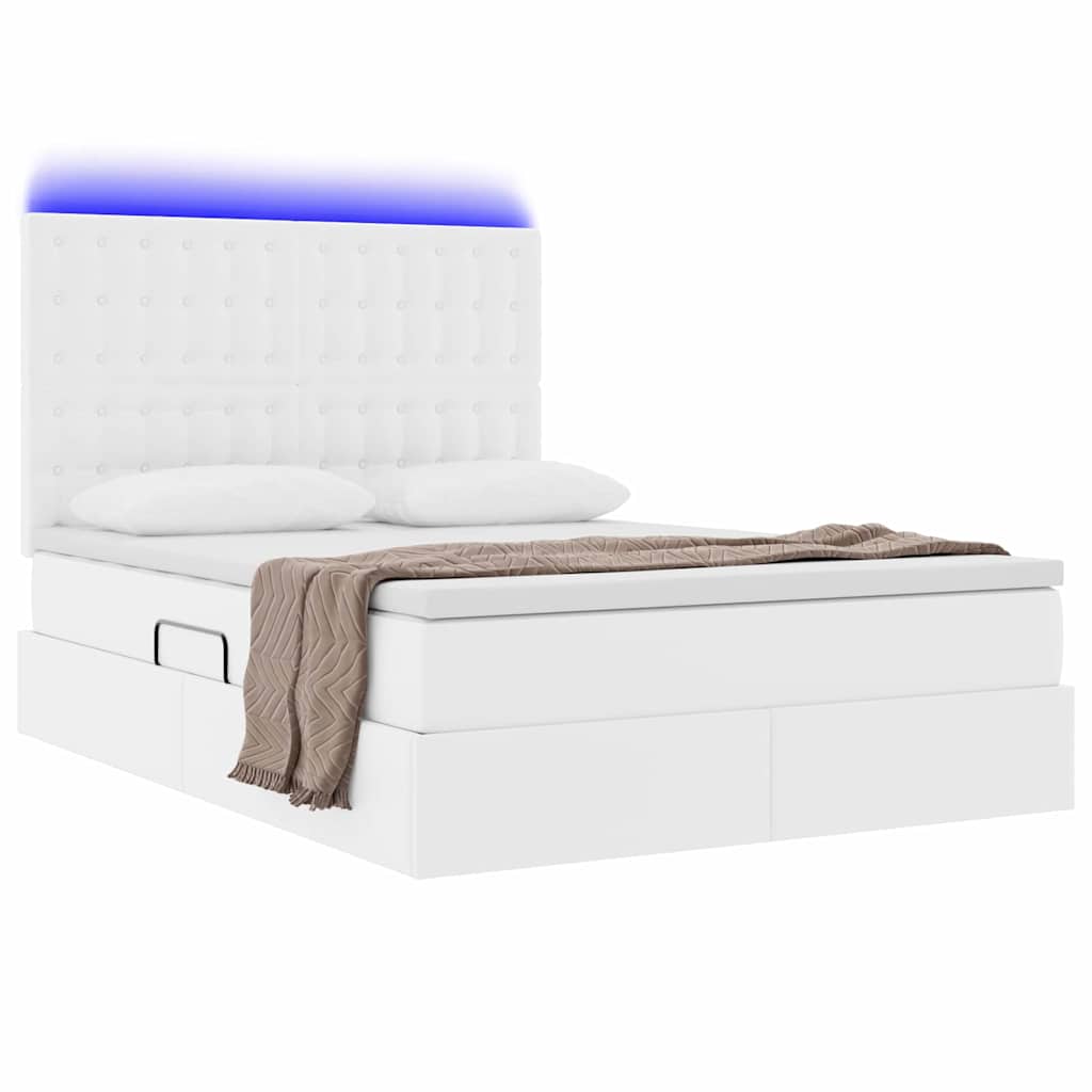 Letto con contenitore e LED con led Bianco Puro 140 x 190 cm
