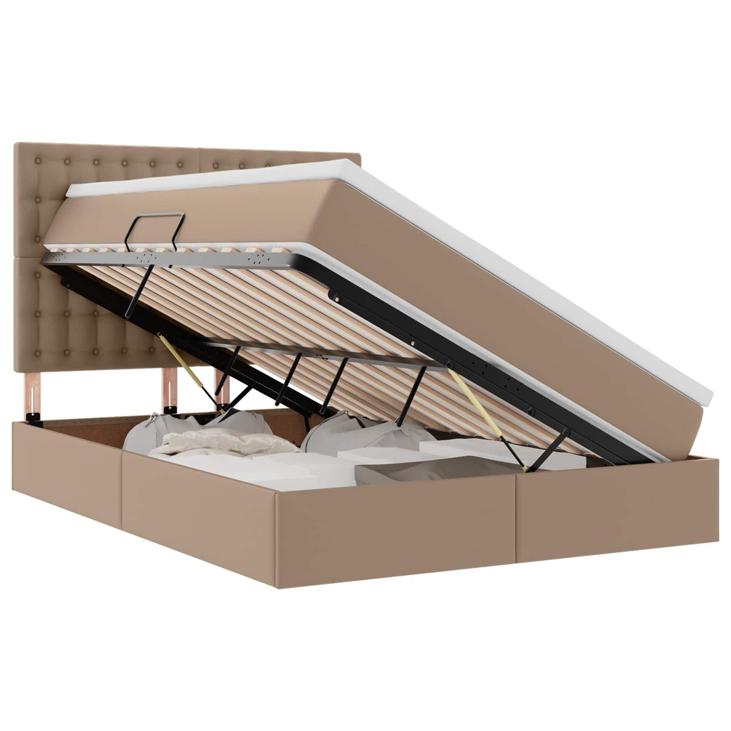 Letto con contenitore e LED con led Cappuccino 140 x 200 cm