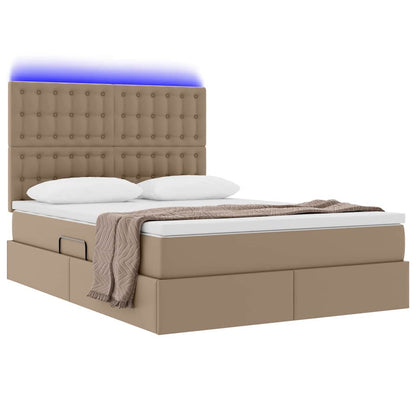 Letto con contenitore e LED con led Cappuccino 140 x 200 cm