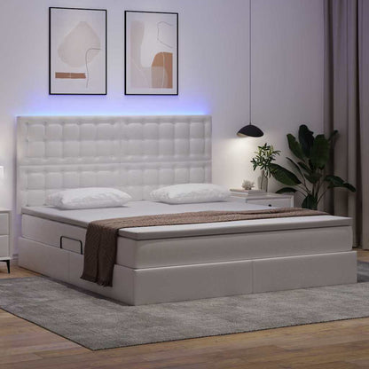 Letto con contenitore e LED con led Bianco Puro 160 x 200 cm