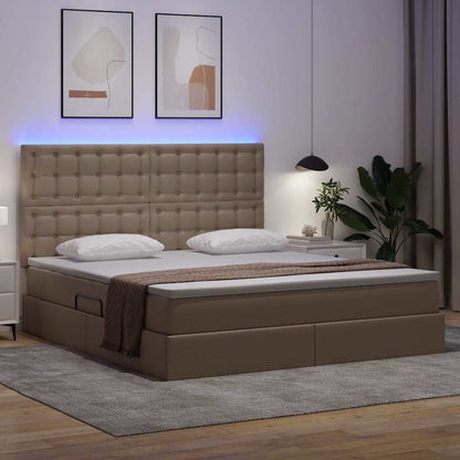 Letto con contenitore e LED con led Cappuccino 160 x 200 cm